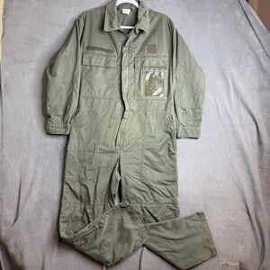 Vintage Military Flight Suit Coveralls Olive Green Utility Jumpsuit 44 Short
